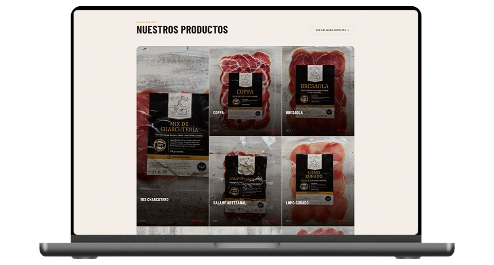 Diseño web Charcutería La Vikinga - Productos